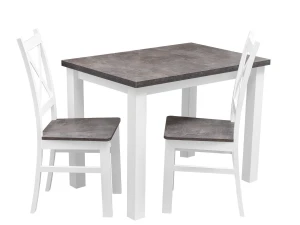 Stół z 2 krzesłami do kuchni jadalni Z052 Biały/Beton