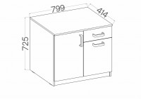 Komoda biurowa z szufladą Malta 820 2D 1S Szary/Dąb Artisan wymiary zewnętrzne