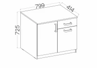Komoda biurowa z szufladą Malta 820 2D 1S Dąb Artisan/Szary wymiary zewnętrzne