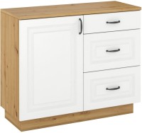 Komoda z 3 szufladami do salonu Flawia WHAR 100 1D 2S Biały/Dąb Artisan
