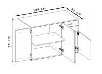 Komoda z 2 szufladami do sypialni 3D 2S Mike 1 Biały Wymiary