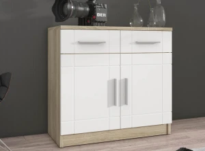 Komoda z 2 szufladami do salonu Paris WH 2D 2S Biały/Dąb Sonoma