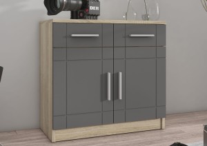 Komoda z 2 szufladami do salonu Paris GR 2D 2S Grafit/Dąb Sonoma