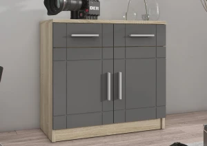 Komoda z 2 szufladami do salonu Paris GR 2D 2S Grafit/Dąb Sonoma