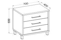 Komoda z 3 szufladami do pokoju Roma 801 3S Dąb Artisan wymiary zewnętrzne