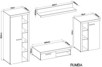 Meblościanka do salonu Rumba BJ01 Jasny Beton wymiary