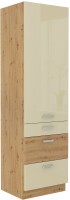 Wysoka szafka do kuchni słupek z szufladami HG 60 DKS-210 3S 1 F Krem/Dąb Artisan