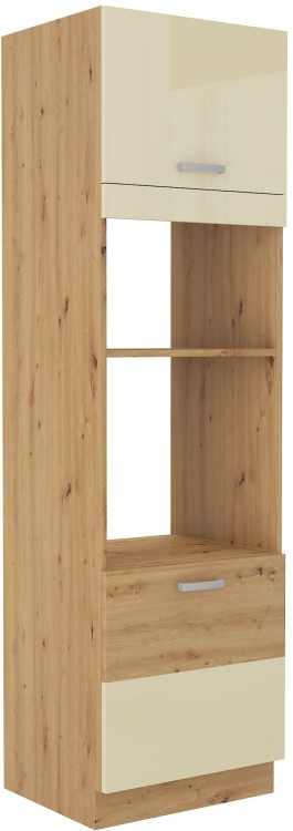 Wysoka szafka do kuchni pod piekarnik HG 60 DPM-210 2F Krem /Dąb Artisan