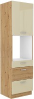 Wysoka szafka pod piekarnik do kuchni słupek z szufladami HG 60 DPS-210 3S 1 F Krem/Dąb Artisan