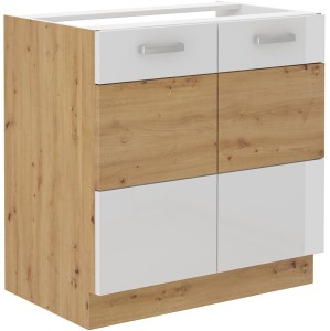 Szafka kuchenna pod zlew ARTISAN HG 80 ZL 2F Biały/Dąb Artisan
