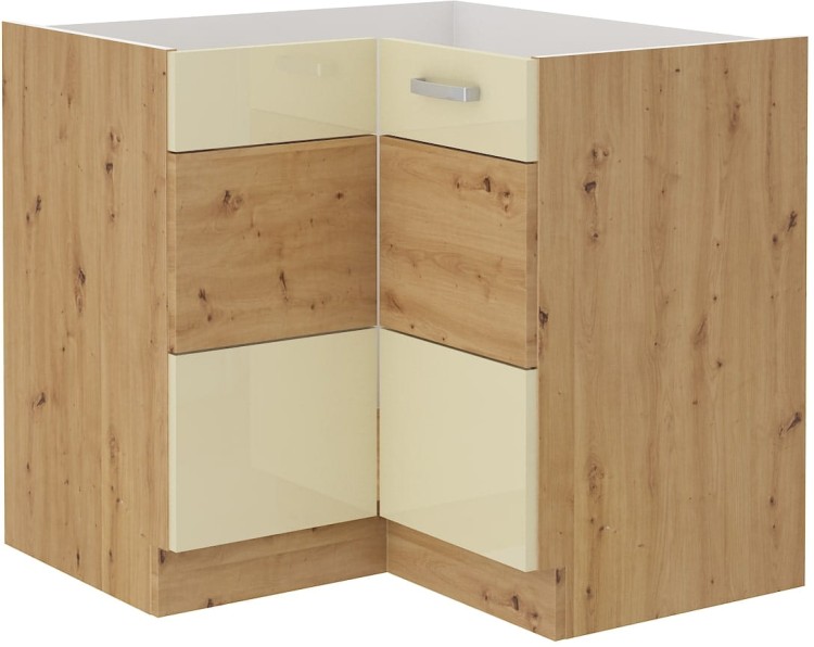 Szafka kuchenna narożna dolna w kolorze krem/dąb artisan kolekcja ARTISAN HG 89X89 DN 1F