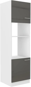 Wysoka szafka słupek na piekarnik i mikrofale LARA 60 DPM-210 2F Grafit/Biały