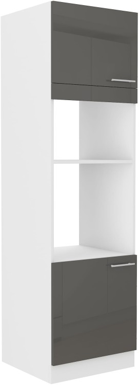 Wysoka szafka na piekarnik i mikrofale LARA 60 DPM-210 2F Grafit/Biały słupek