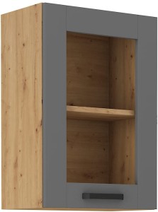 Szafka kuchenna wisząca górna z witryną LUNA 40 GS-72 1F Szary/Dąb Artisan