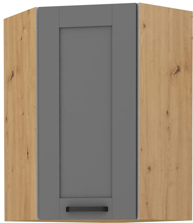 Górna szafka narożna wisząca do kuchni z kolekcji LUNA 58x58 GN-90 1F Szary/Dąb Artisan