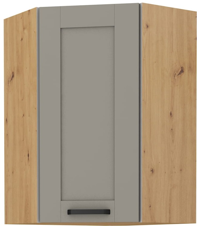 Górna szafka narożna wisząca do kuchni z kolekcji LUNA 58x58 GN-90 1F Gliniasty Szary/Dąb artisan