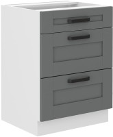 Szafka dolna z 3 szufladami 60 cm Luna w kolorze szary/biały