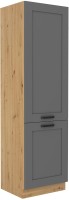 Stojąca szafka wysoka słupek do kuchni z kolekcji LUNA 60 DK-210 2F Szary/Dąb Artisan