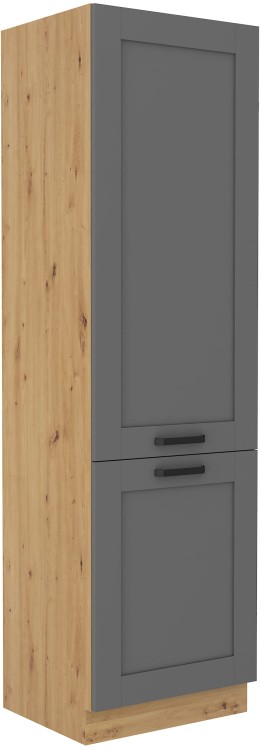 Stojąca szafka wysoka słupek do kuchni z kolekcji LUNA 60 DK-210 2F Szary/Dąb Artisan