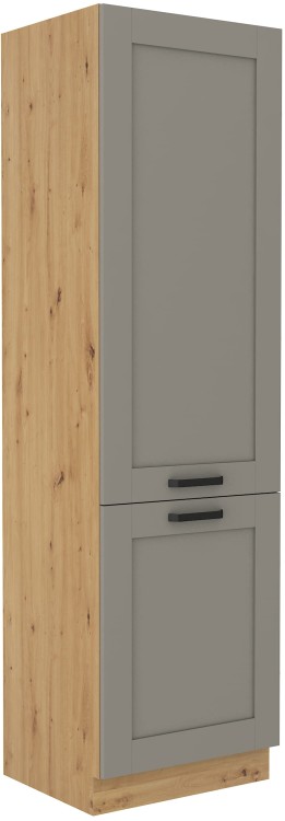 Stojąca szafka wysoka słupek do kuchni z kolekcji LUNA 60 DK-210 2F Gliniasty Szary/Dąb Artisan