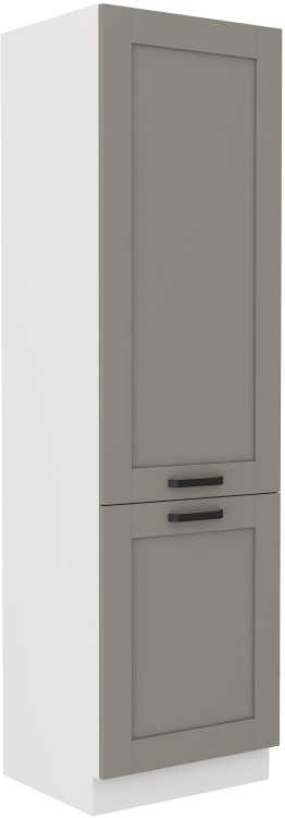 Stojąca szafka wysoka słupek do kuchni z kolekcji LUNA 60 DK-210 2F  Gliniasty Szary/Biały