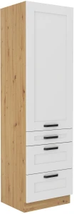 Wysoka szafka kuchenna słupek z 3 szufladami LUNA 60 DKS-210 3S 1F Biały/Dąb Artisan
