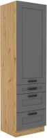 Stojąca szafka wysoka słupek do kuchni z kolekcji LUNA 60 DKS-210 3S 1F Szary/Dąb Artisan