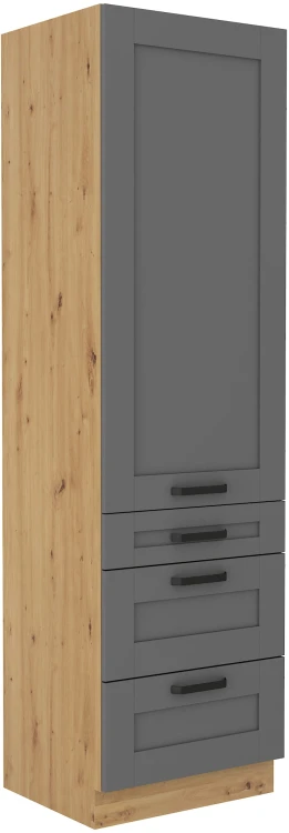 Stojąca szafka wysoka słupek do kuchni z kolekcji LUNA 60 DKS-210 3S 1F Szary/Dąb Artisan