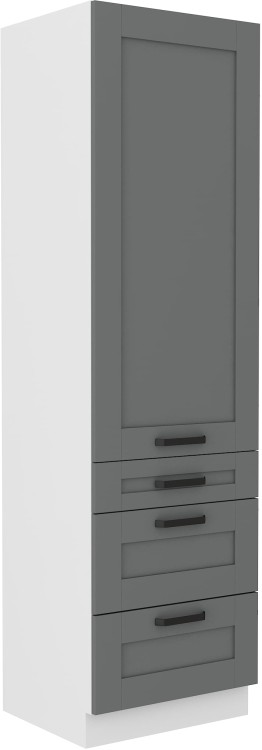 Wysoka szafka kuchenna słupek z 3 szufladami LUNA 60 DKS-210 3S 1F Szary/Biały