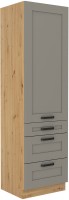 Wysoka szafka kuchenna słupek z 3 szufladami LUNA 60 DKS-210 3S 1F Gliniasty Szary/Dąb Artisan