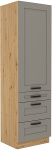 Wysoka szafka kuchenna słupek z 3 szufladami LUNA 60 DKS-210 3S 1F Gliniasty Szary/Dąb Artisan