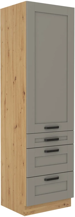 Stojąca szafka wysoka słupek do kuchni z kolekcji LUNA 60 DKS-210 3S 1F Gliniasty Szary/Dąb Artisan