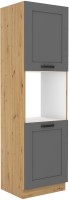 Stojąca szafka wysoka słupek do kuchni z kolekcji LUNA 60 DP-210 2F Szary/Dąb Artisan