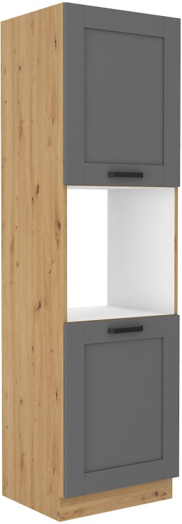 Stojąca szafka wysoka słupek do kuchni z kolekcji LUNA 60 DP-210 2F Szary/Dąb Artisan