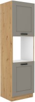 Stojąca szafka wysoka słupek do kuchni z kolekcji LUNA 60 DP-210 2F Gliniasty Szary/Dąb Artisan