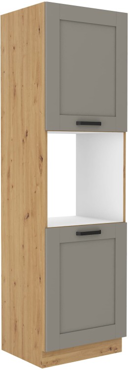 Stojąca szafka wysoka słupek do kuchni z kolekcji LUNA 60 DP-210 2F Gliniasty Szary/Dąb Artisan