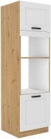 Stojąca szafka wysoka słupek do kuchni z kolekcji LUNA 60 DPM-210 2F Biały/Dąb Artisan