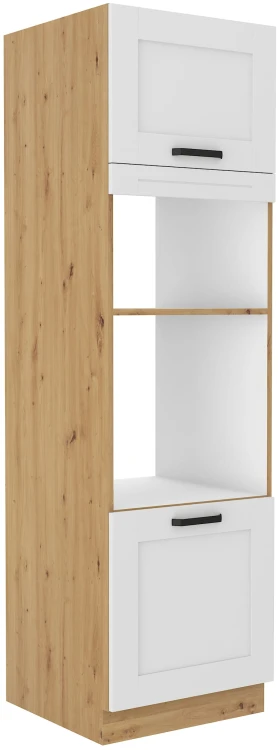 Stojąca szafka wysoka słupek do kuchni z kolekcji LUNA 60 DPM-210 2F Biały/Dąb Artisan