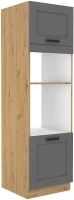 Stojąca szafka wysoka słupek do kuchni z kolekcji LUNA 60 DPM-210 2F Szary/Dąb Artisan
