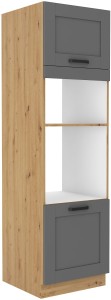 Wysoka szafka słupek na piekarnik i mikrofale LUNA 60 DPM-210 2F Szary/Dąb Artisan