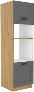 Wysoka szafka słupek na piekarnik i mikrofale LUNA 60 DPM-210 2F Szary/Dąb Artisan