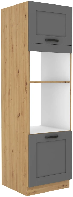Stojąca szafka wysoka słupek do kuchni z kolekcji LUNA 60 DPM-210 2F Szary/Dąb Artisan