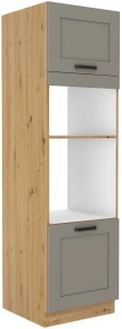 Wysoka szafka słupek na piekarnik i mikrofale LUNA 60 DPM-210 2F Gliniasty Szary/Dąb Artisan