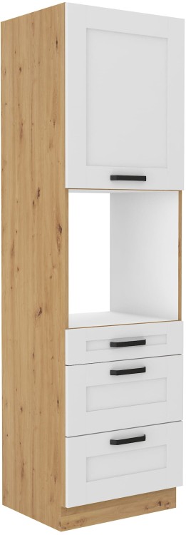 Stojąca szafka wysoka słupek do kuchni z kolekcji LUNA 60 DPS-210 3S 1F Biały/Dąb Artisan