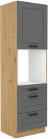 Stojąca szafka wysoka słupek do kuchni z kolekcji LUNA 60 DPS-210 3S 1F Szary/Dąb Artisan