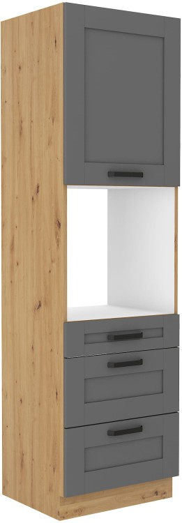 Stojąca szafka wysoka słupek do kuchni z kolekcji LUNA 60 DPS-210 3S 1F Szary/Dąb Artisan