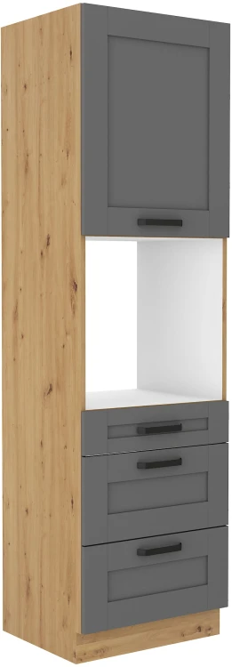 Stojąca szafka wysoka słupek do kuchni z kolekcji LUNA 60 DPS-210 3S 1F Szary/Dąb Artisan