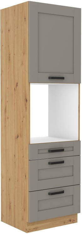 Stojąca szafka wysoka słupek do kuchni z kolekcji LUNA 60 DPS-210 3S 1F Gliniasty Szary/Dąb Artisan