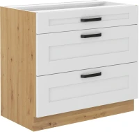 Szafka kuchenna z kolekcji Luna w kolorze biały/dąb artisan 80 cm 3 szuflady