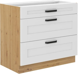 Szafka kuchenna dolna z 3 szufladami LUNA 80 D 3S Biały/Dąb Artisan